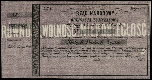 obligacja tymczasowa na kwotę 1.000 złotych, 186