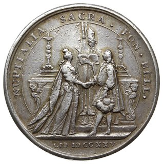 medal zaślubinowy z 1725 roku autorstwa Norberta Roettiersa, wybity dla upamiętnienia ślubu córki Stanisława Leszczyńskiego, Marii z Ludwikiem XV, królem Francji