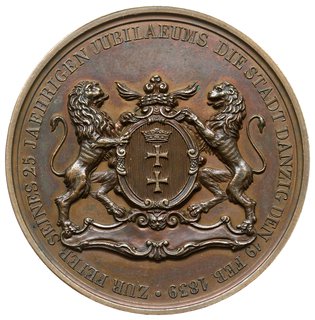 medal z 1839 roku autorstwa F. Brandt’a wybity z okazji 25-lecia Joachima Heinricha von Weickhmann’a jako burmistrza Gdańska