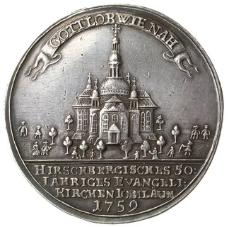 medal z 1759 roku wybity na 50-lecie kościoła ewangelickiego w Jeleniej Górze