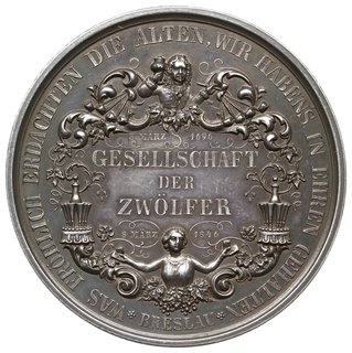 medal z 1846 roku autorstwa Loosa i Schillinga wybity z okazji 150-lecia Towarzystwa Dwunastu we Wrocławiu