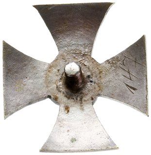 odznaka pamiątkowa Organizacji Wojskowej Pomorza 1921 r., jednoczęściowa, tombak 44 x 44 mm, nakrętka sygnowana J. Pendowski Poznań, Stela 11.3.11, na stronie odwrotnej numer 147