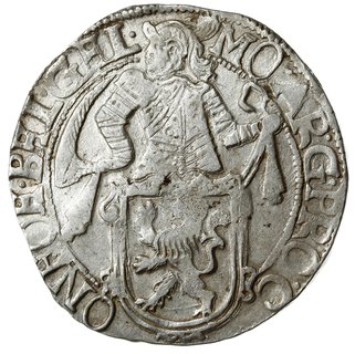 talar lewkowy (Leeuwendaalder) 1648, rycerz stojący w prawo z głową zwróconą do tyłu, znak menniczy lilia