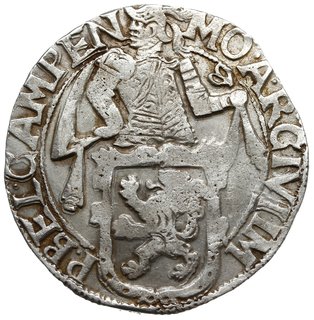 talar lewkowy (Leeuwendaalder) 1649, rycerz stojący w prawo z głową zwróconą do tyłu, znak menniczy lilia