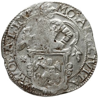talar lewkowy (Leeuwendaalder) 1646, rycerz stojący w lewo z głową zwróconą do tyłu, znak menniczy: rozeta, na awersie w lewym polu gwiazdka