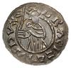 denar 1037-1050, mennica Praga?; Popiersie księcia z proporcem w lewo, BRACIZLΛVS DVX / Postać św...