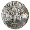 denar 1002-1024; Dłoń opatrzności, po bokach RE-X, HENRICVS IMPERATO / Krzyż z kulkami w kątach, D..