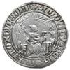 grosz 1358-1364; Aw: Król siedzący na tronie na wprost; Rw: Tarcza herbowa w sześciołukowej rozeci..