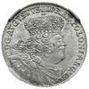 ort 1756, Lipsk; masywne popiersie króla, obie korony żeberkowane; Kahnt 689 var. c; wyśmienicie z..