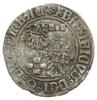 grosz z niepełną datą 15-5 (1505), Legnica; Aw: Tarcza herbowa i napis, Rw: Półpostać św. Jadwigi ..