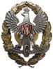 odznaka pamiątkowa Kolejowego Przysposobienia Wojskowego, dwuczęściowa, nakładka bita z kontrą moc..