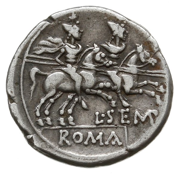 denar 148 r. pne, mennica Rzym; Aw: Głowa Romy w