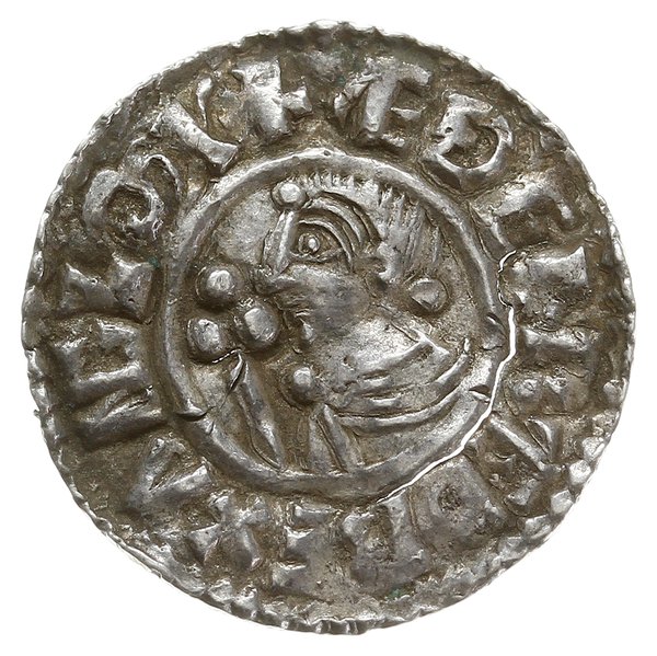 denar typu crux, 991-997, mennica Maldon, mincerz Leofwine