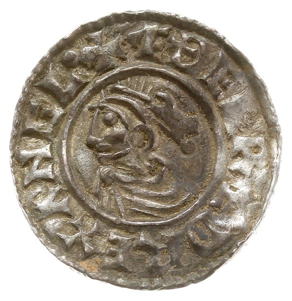 denar typu small cross, 1009-1017, mennica Barnstaple, mincerz Huniga