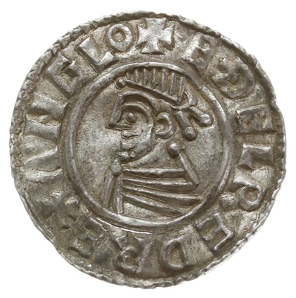 denar typu small cross, 1009-1017, mennica Lincoln, mincerz Wulfric