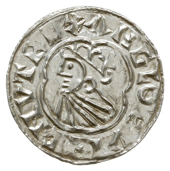 denar typu quatrefoil, 1018-1024, mennica Lincoln, mincerz Iustein