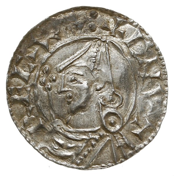 denar typu pointed helmet, 1024-1030, mennica Bath, mincerz Ælfwold
