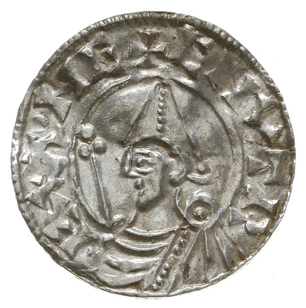 denar typu pointed helmet, 1024-1030, mennica Londyn, mincerz Æswerd?