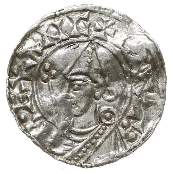 denar typu pointed helmet, 1024-1030, mennica Londyn, mincerz Eadgar