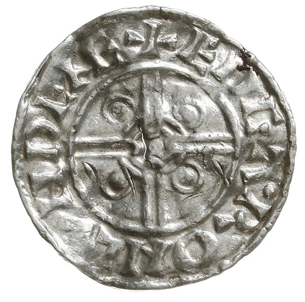 denar typu pointed helmet, 1024-1030, mennica Londyn, mincerz Eadgar