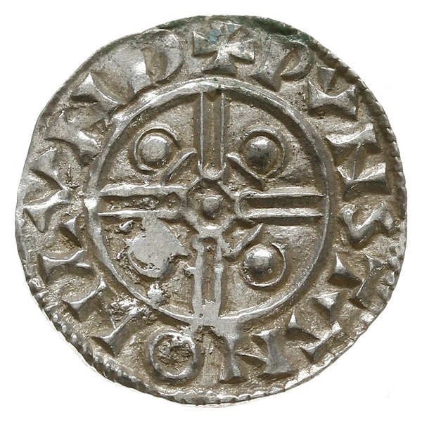 denar typu pointed helmet, 1024-1030, mennica Londyn, mincerz Wynstan