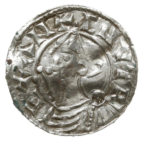 denar typu pointed helmet, 1024-1030, mennica Torksey, mincerz Thorcetel