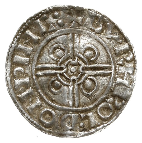 denar typu pointed helmet, 1024-1030, mennica Winchester, mincerz Birhtwold
