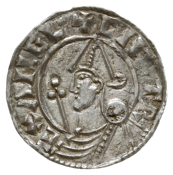denar typu pointed helmet, 1024-1030, mennica York, mincerz Asgut