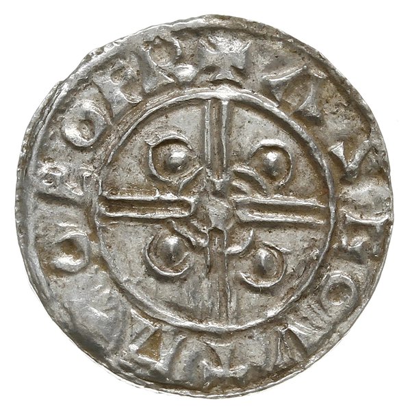 denar typu pointed helmet, 1024-1030, mennica York, mincerz Asgut