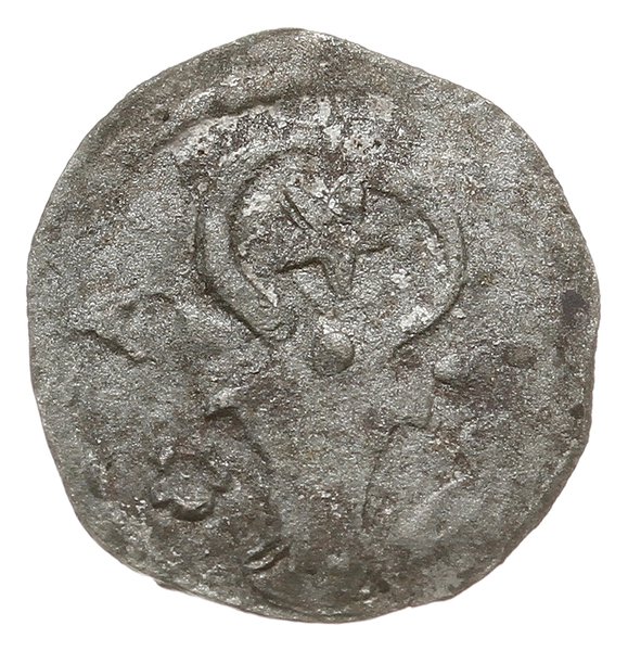anonimowy denar srebrny z początku XV w.; Aw: Gł