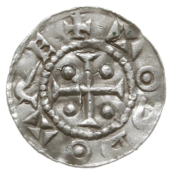 denar 983-1002; Aw: Krzyż z kulkami w kątach, OD