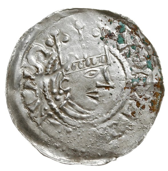 denar 1002-1024; Aw: Głowa w koronie w prawo; Rw