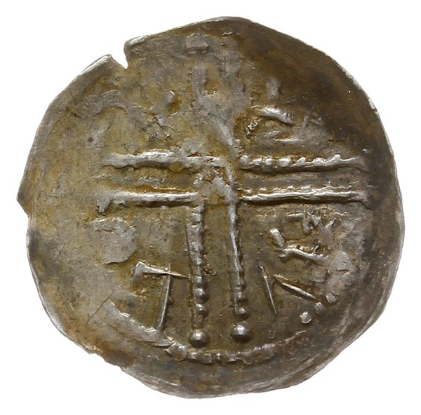 denar z lat 1185-1201, Wrocław; Aw: W czterech p
