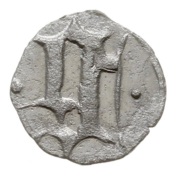 halerz z lat 1422-1435; Aw: Gotycka litera G, po