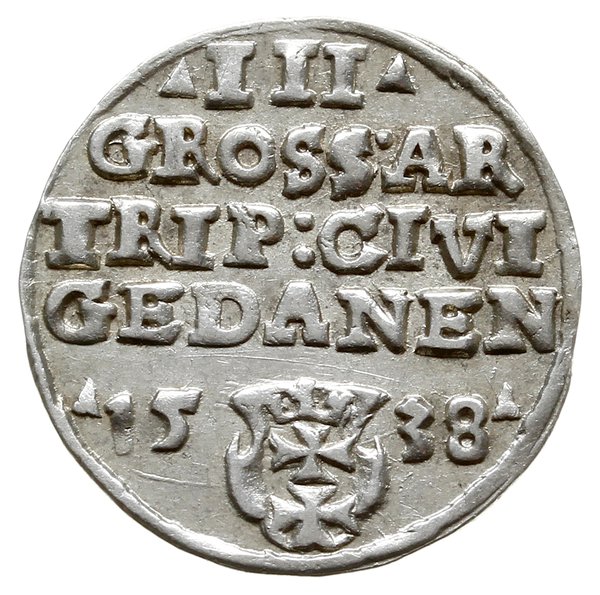 trojak 1538, Gdańsk; Iger G.38.1.a (R1), Kop. 73