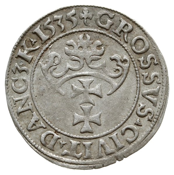 grosz 1535, Gdańsk; odmiana z napisem SIGIS I RE