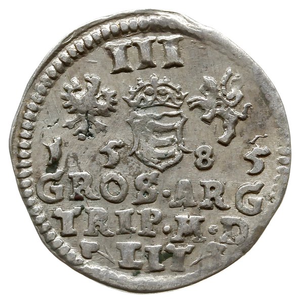 trojak 1585, Wilno; bez herbu pod popiersiem; Ig