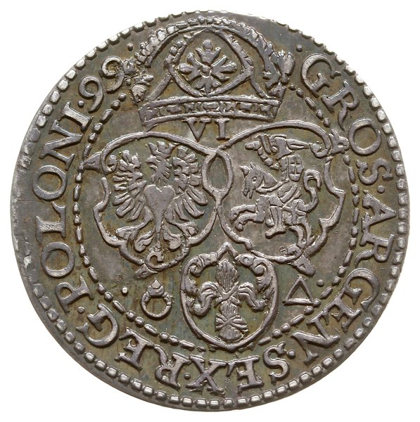 szóstak 1599, Malbork; skrócona data i mała głow