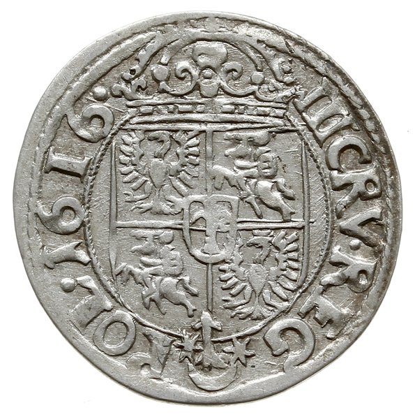 trzykrucierzówka 1616; Kraków; z herbem Sas na r