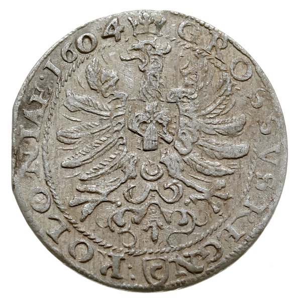 grosz 1604, Kraków; herb Lewart pod popiersiem k