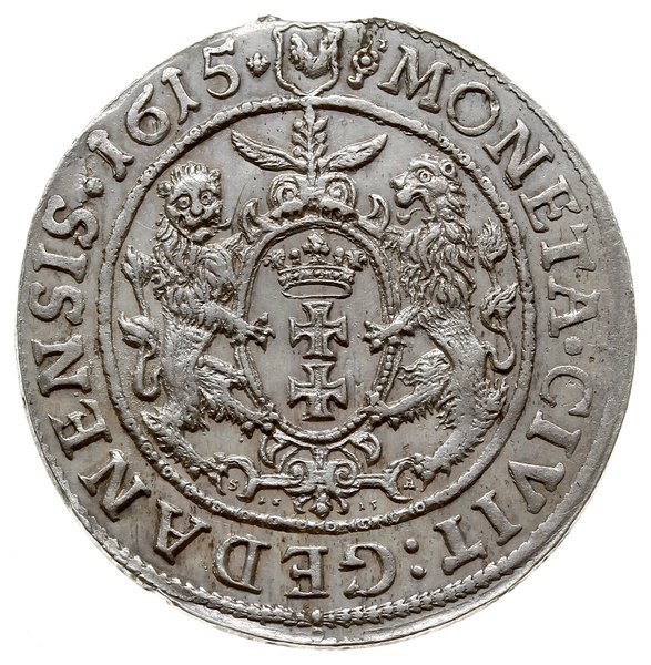 ort 1615, Gdańsk; herb Gdańska w owalnej tarczy;