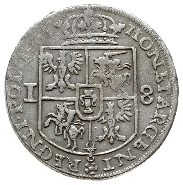 ort 1655, Kraków; rozeta pod tarczą herbową; Kop