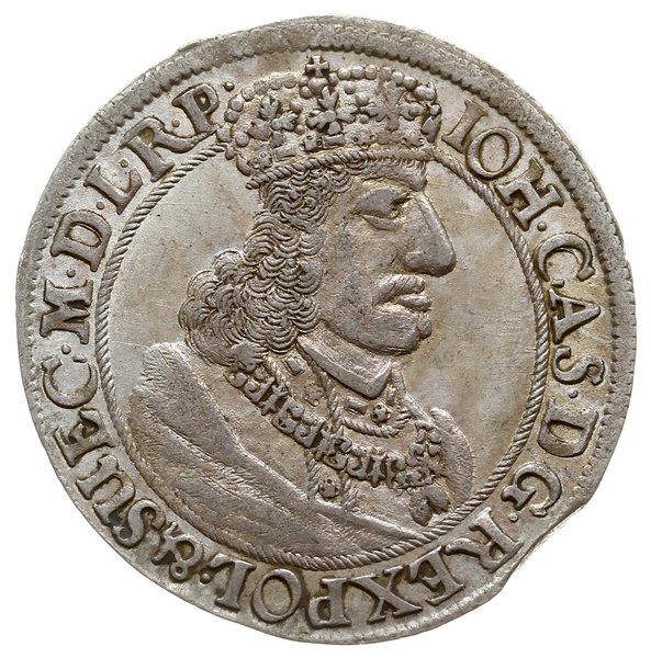 ort 1657 DL, Gdańsk; większa głowa króla; Kop. 7