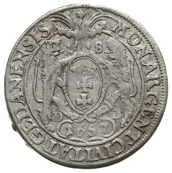 ort 1657 DL, Gdańsk; mniejsza głowa króla; Kop. 