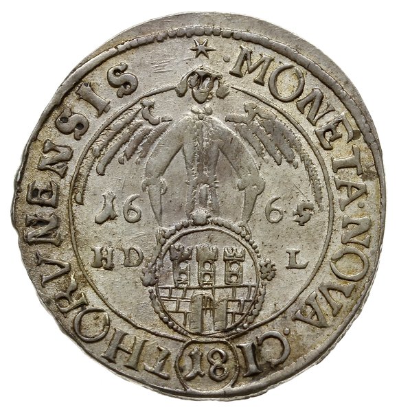 ort 1665/4 HDL, Toruń; data przebita z 1664 roku