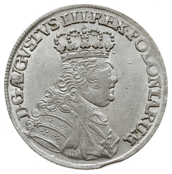 ort 1754 EC, Lipsk; małe popiersie króla z owaln