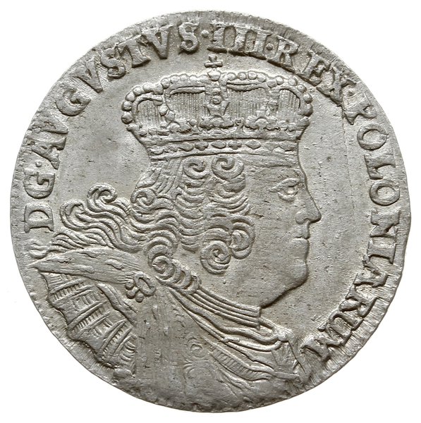 ort 1754 EC, Lipsk; duże popiersie króla, korony