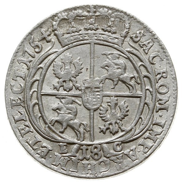 ort 1754 EC, Lipsk; duże popiersie króla, korony