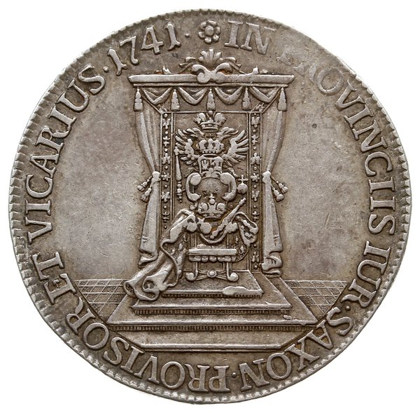 półtalar wikariacki 1741, Drezno; Aw: Król na ko