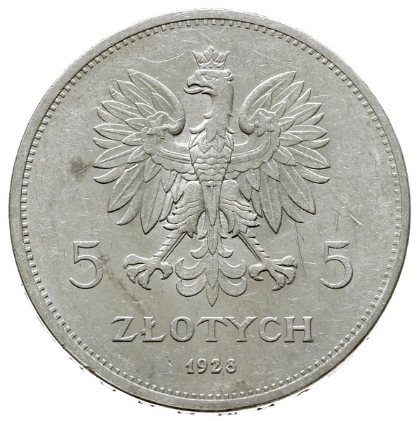 5 złotych 1928 ‘bez znaku mennicy’’, Bruksela; N